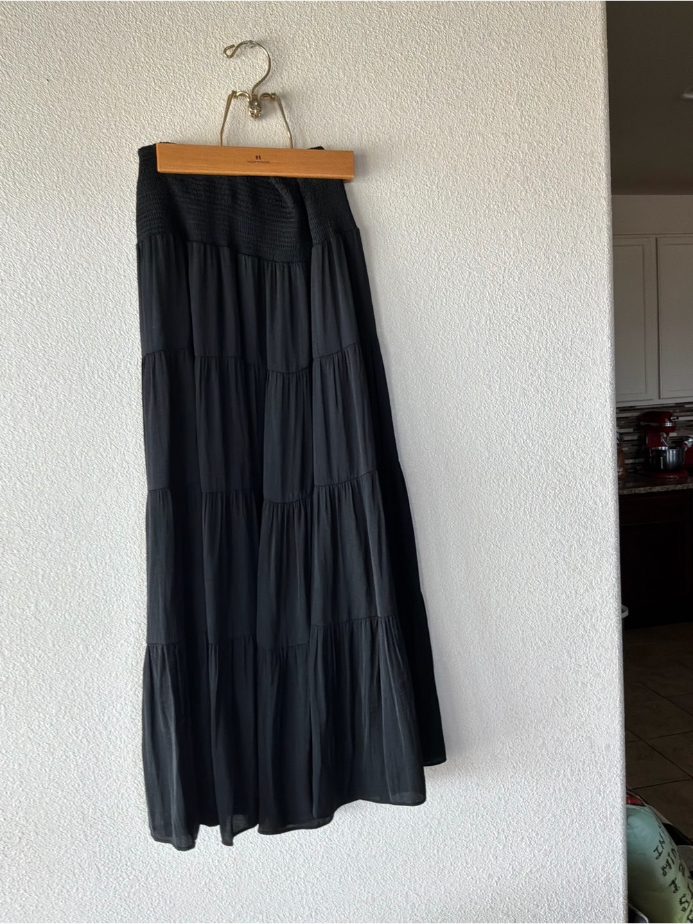 Ruby Rd. Black Tiered Maxi Skirt with Shirred Waist